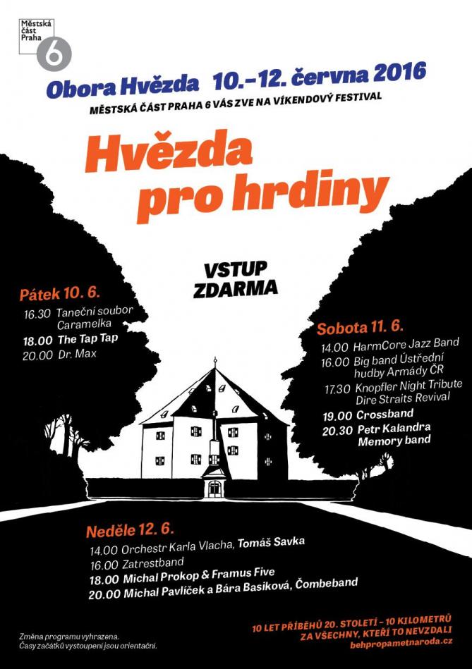 Plakát k akci k víkendovému festivalu Hvězda pro hrdiny z webu MČ Praha 6